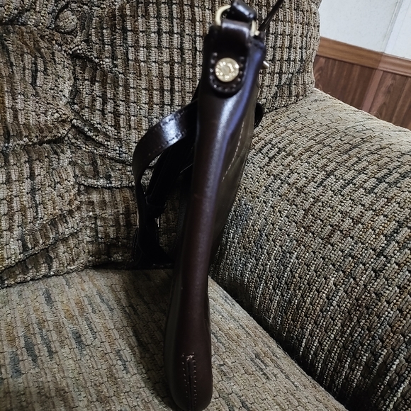 Vintage Monsac Leather Crossbody Bag Original Brown Purse Zip Top Clean - Picture 4 of 11